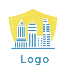 real estate logo maker buildings against shield