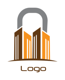 create a storage logo of buildings forming lock