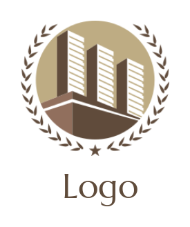real estate logo buildings in circle with laurel
