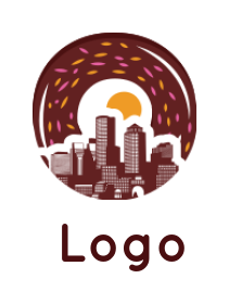 cafe logo maker buildings in doughnuts - logodesign.net