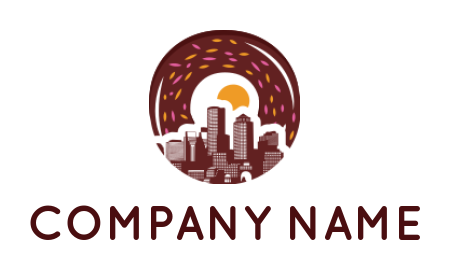 cafe logo maker buildings in doughnuts - logodesign.net