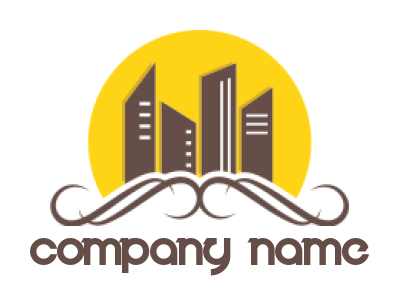 make a real estate logo buildings in front of sun with ornament - logodesign.net