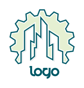 design a construction logo buildings inside gear
