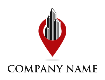 buildings in location pin logo idea