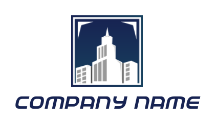 real estate logo of buildings in square frame