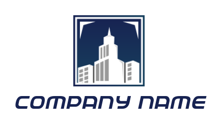 real estate logo of buildings in square frame