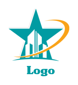 construction logo buildings in star and swoosh