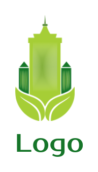 design a real estate logo buildings incorporated with leaves 