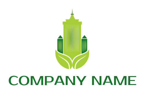 design a real estate logo buildings incorporated with leaves 