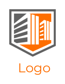 make a real estate logo buildings inside shield - logodesign.net