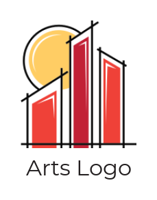 real estate logo buildings made of line with sun