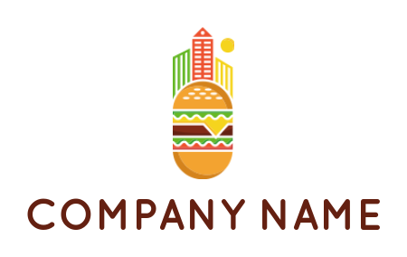 create a restaurant logo buildings on burger