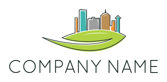 generate a real estate logo buildings on leaf