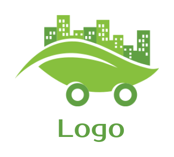 make a real estate logo buildings on leaf and forming vehicle shape