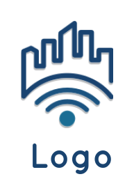 internet logo icon buildings on wifi signals - logodesign.net