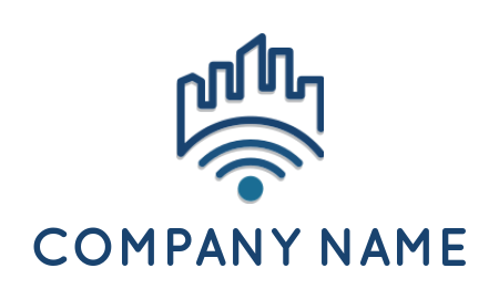 internet logo icon buildings on wifi signals - logodesign.net