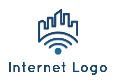 internet logo icon buildings on wifi signals