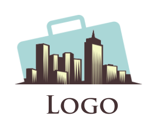 real estate logo template buildings skyline in briefcase - logodesign.net
