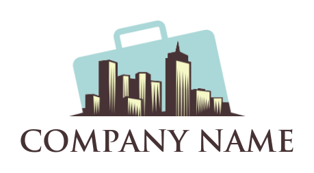 real estate logo template buildings skyline in briefcase - logodesign.net