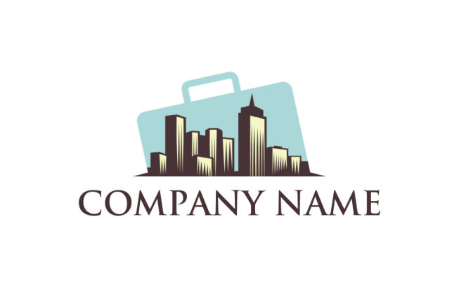 real estate logo template buildings skyline in briefcase - logodesign.net