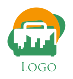 Make a travel logo skyline in briefcase 