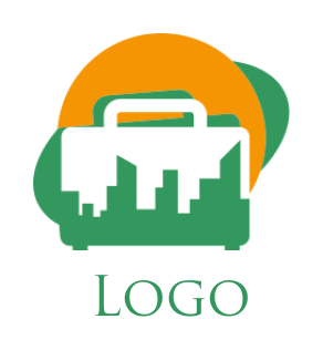 travel logo buildings skyline in briefcase