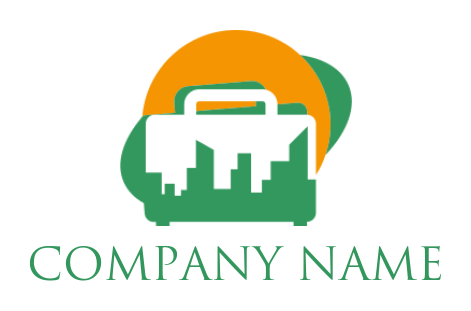 Make a travel logo skyline in briefcase 