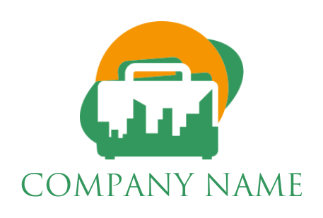 Make a travel logo skyline in briefcase 