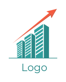 real estate logo buildings with bars and arrow