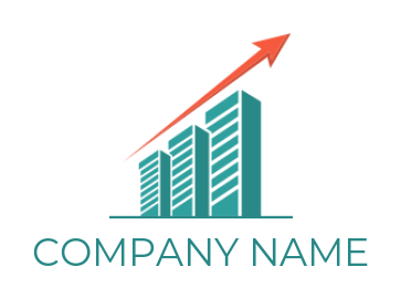 real estate logo buildings with bars and arrow