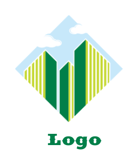 real estate logo buildings clouds rhombus shape