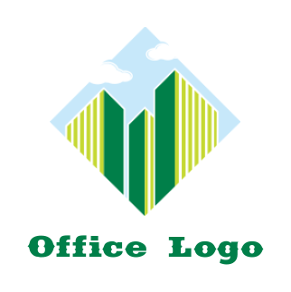 real estate logo buildings clouds rhombus shape