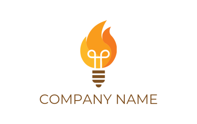 Unique logo of bulb merged with hvac fire 