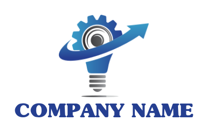 engineering logo bulb merged gear swoosh arrow