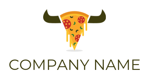 bull horns on pizza slice logo maker