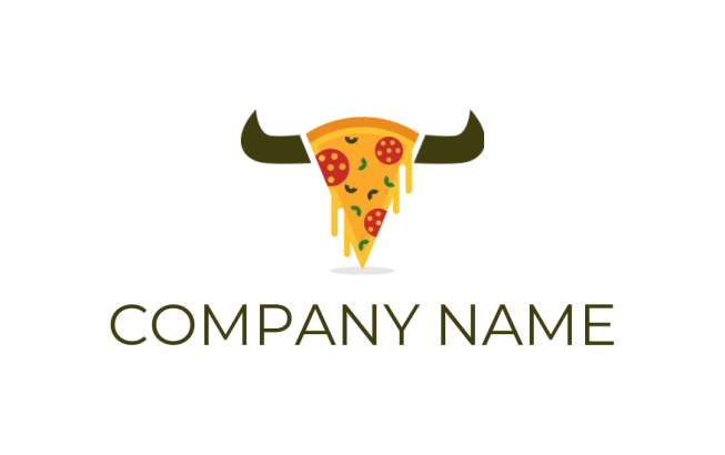 bull horns on pizza slice logo maker