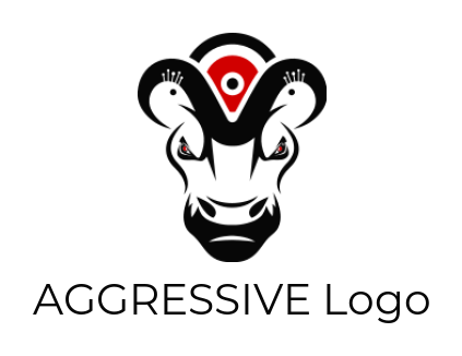 animal logo image bull with target sign