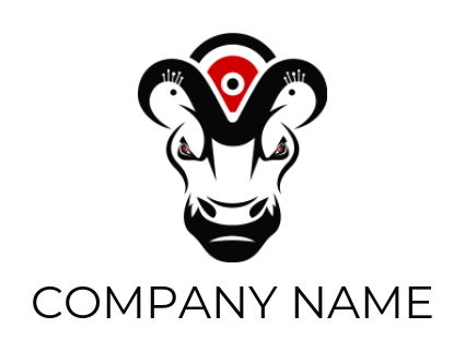 animal logo image bull with target sign