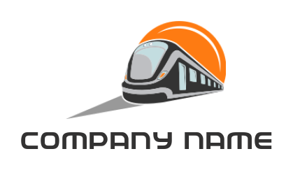 Transportation logo bullet train with sun