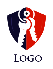 security logo negative space keys in shield