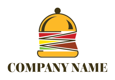restaurant logo icon burger with zigzag lines and dish lid