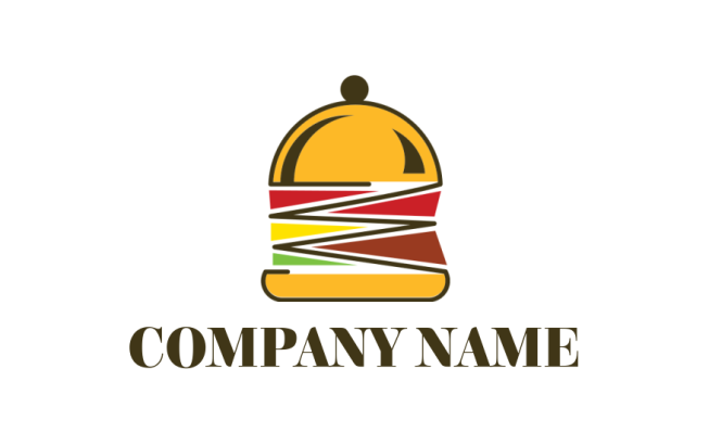 restaurant icon burger with zigzag lines and dish lid