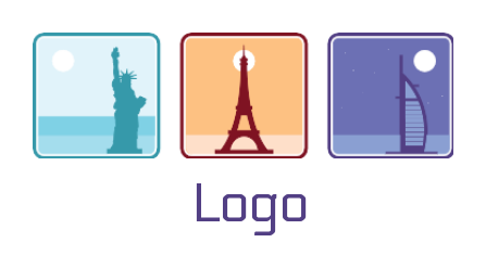 travel logo burj statue of liberty Eiffel tower