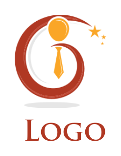 HR logo of a businessman in swoosh with stars