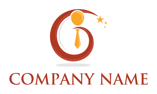 employment and HR logo design - businessman in swoosh with stars 