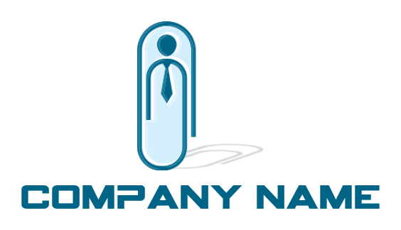 Businessman with paper clip modern iconic staffing logo online