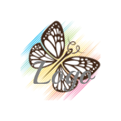 butterfly made of needle in front of color lines 