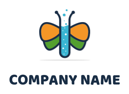 research logo butterfly chemical flask center