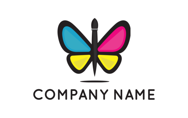 create a pet logo butterfly with paintbrush line art
