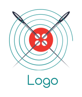 make an apparel logo button with crossed needles and thread around 